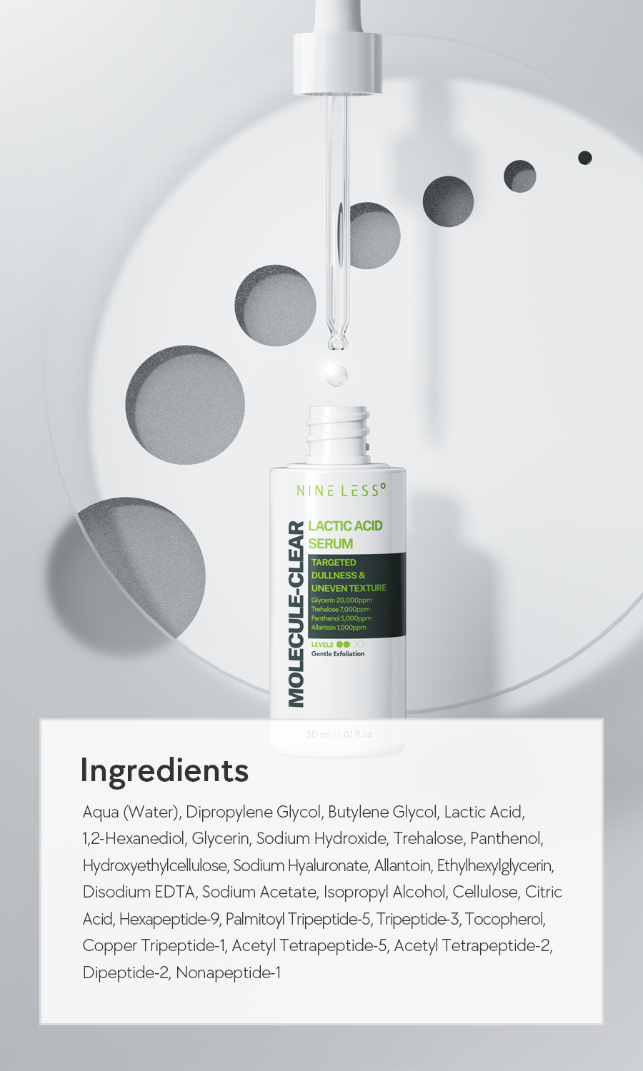 MOLECULE-CLEAR] Lactic Acid Serum 30ml – NINELESS